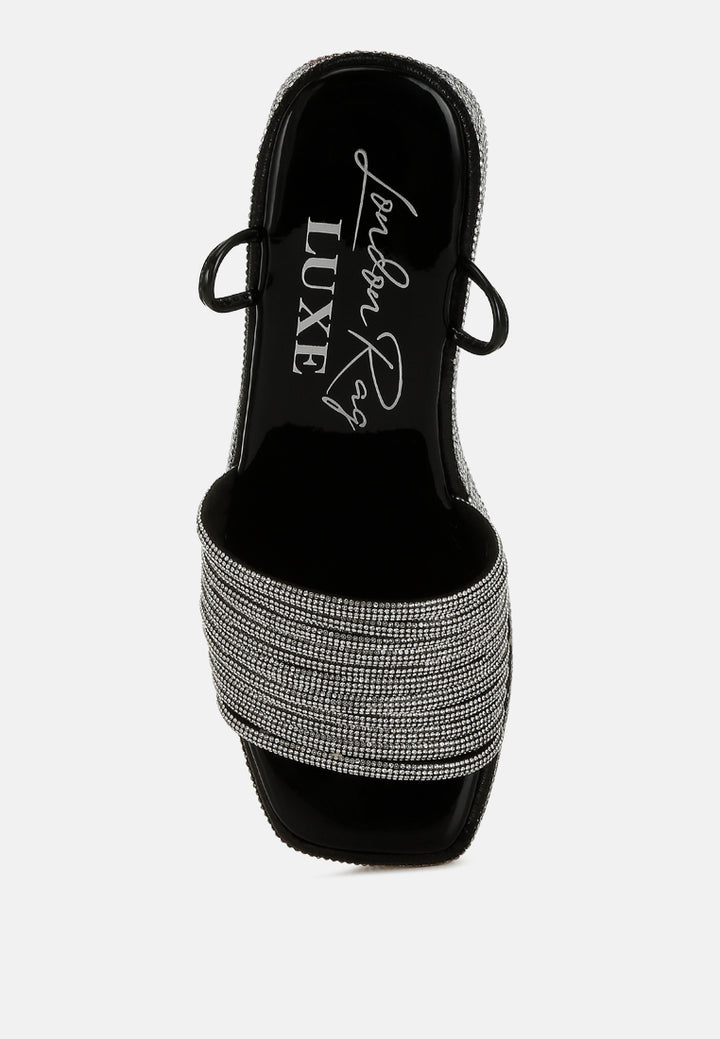 rhinestone embellished lace-up sandals by ruw#color_black