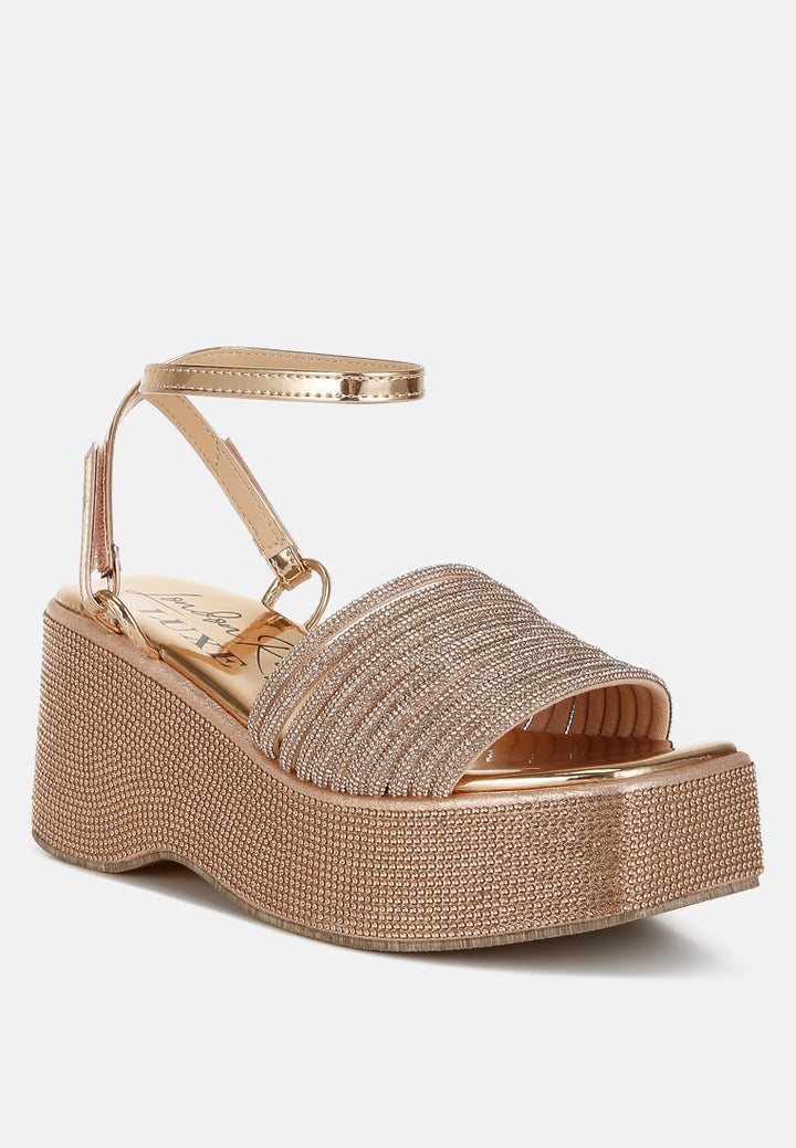 rhinestone embellished lace-up sandals by ruw#color_rose-gold