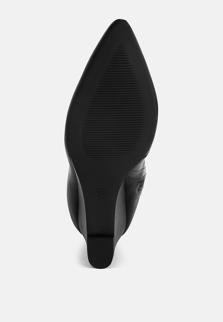 tabrah stretchable wedge boots#color_black-smooth