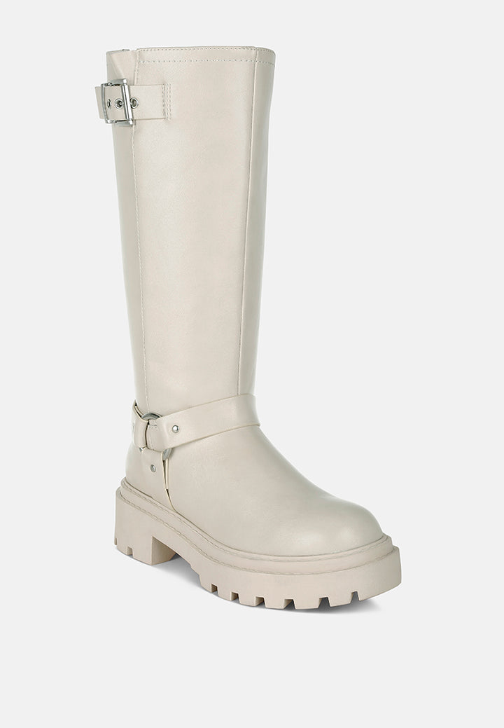 harnes detail long boots by ruw#color_beige