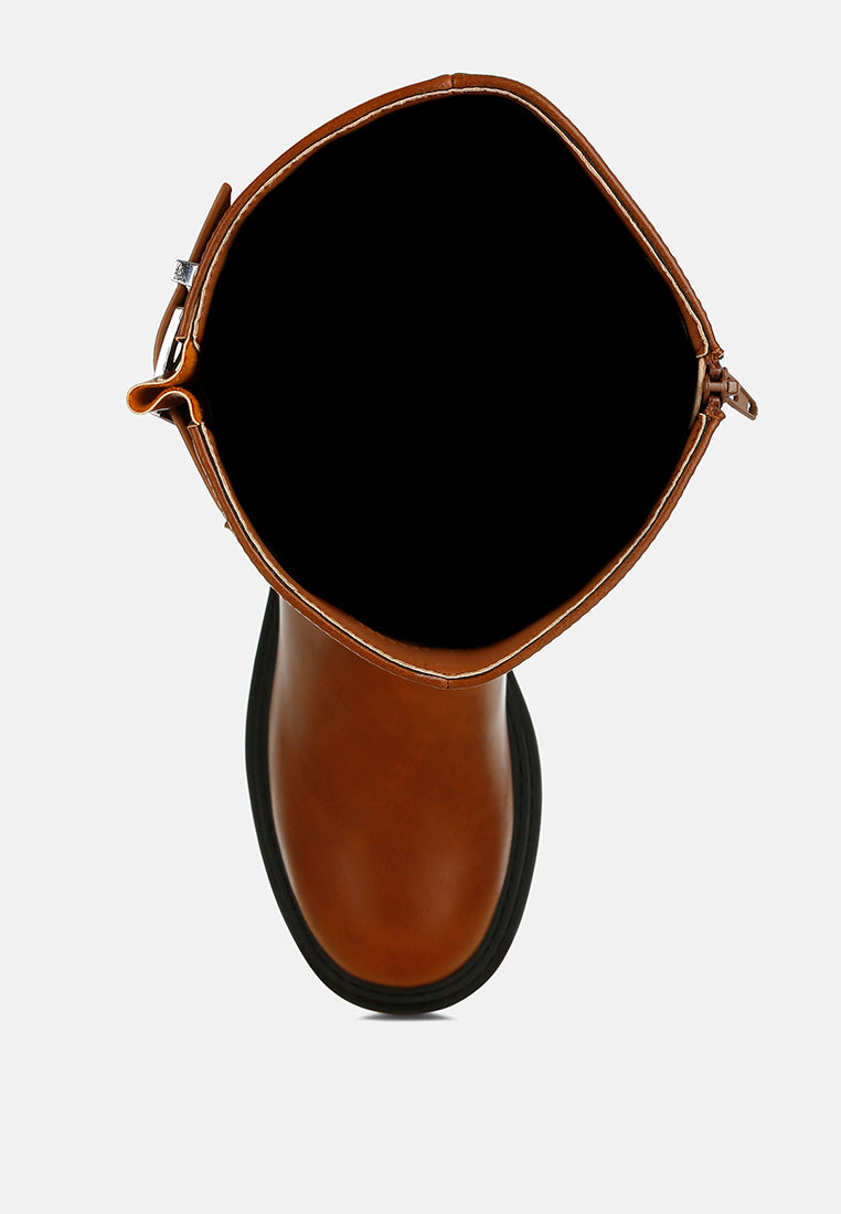 harnes detail long boots by ruw#color_tan