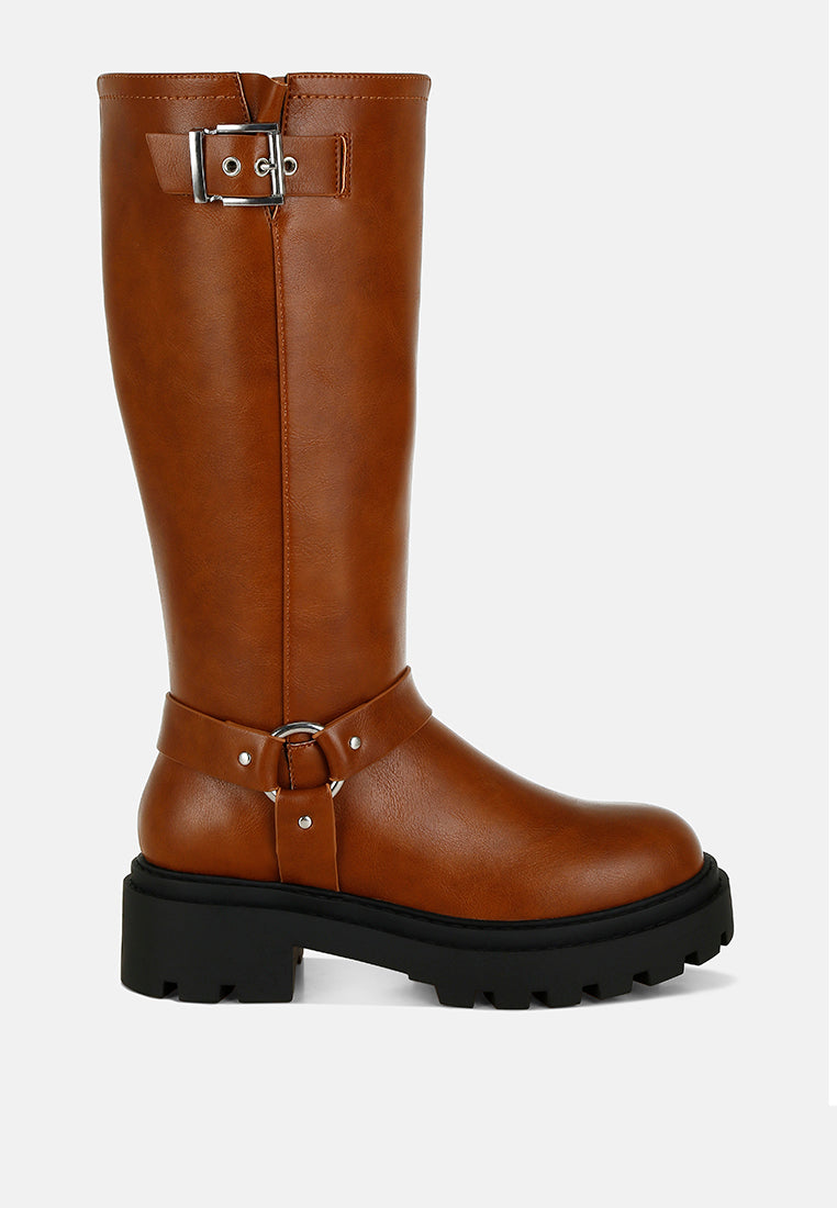 harnes detail long boots by ruw#color_tan