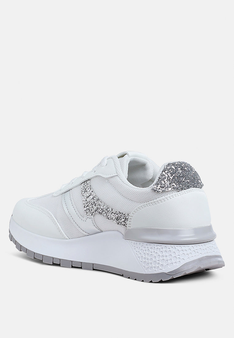 glitter detail chunky sneakers by ruw#color_white-silver