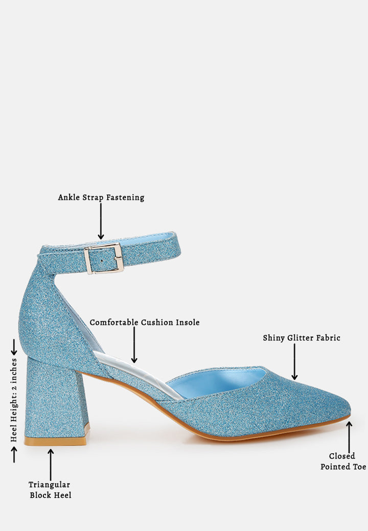 taznia glitter block heel sandals#color_blue