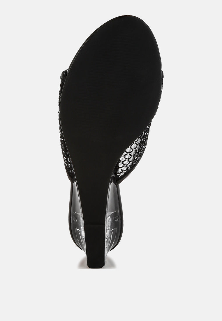 mesh clear heel wedge sandals by ruw#color_black