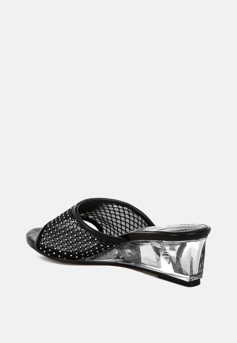 mesh clear heel wedge sandals by ruw#color_black
