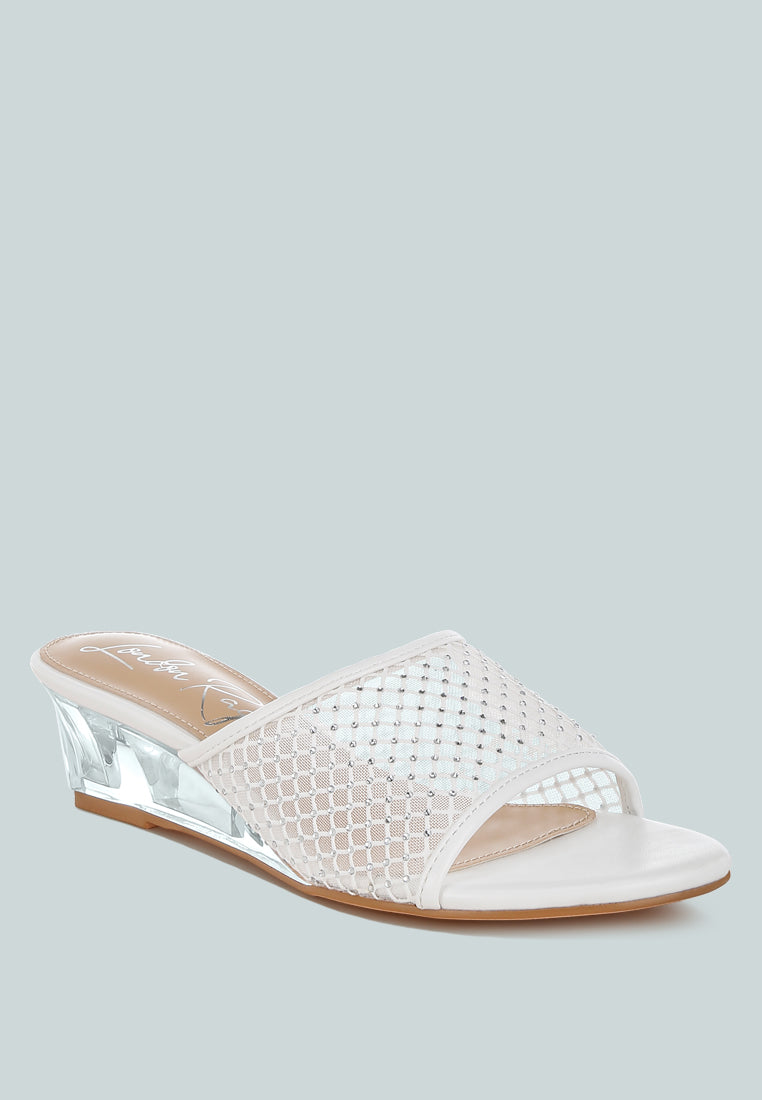 mesh clear heel wedge sandals by ruw#color_white