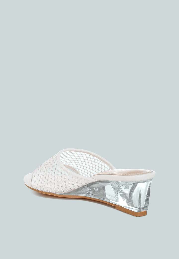 mesh clear heel wedge sandals by ruw#color_white