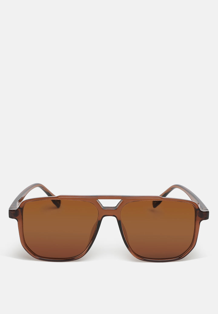 thin rim navigator sunglasses by ruw#color_brown