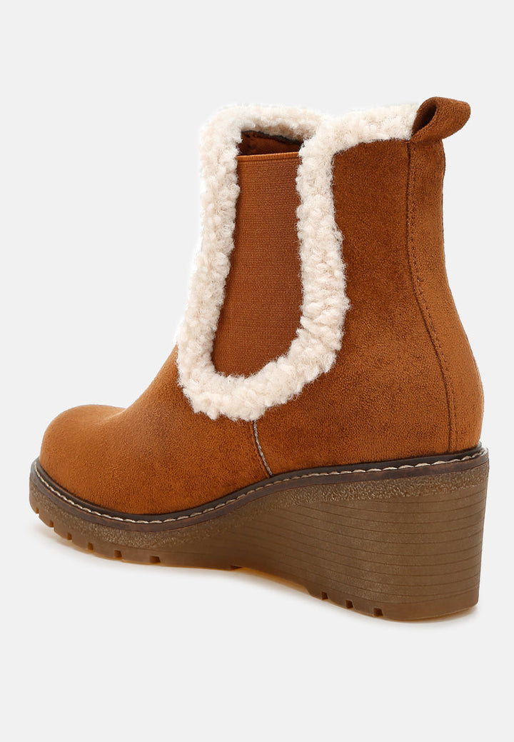 faux fur lined chelsea boots by ruw#color_tan