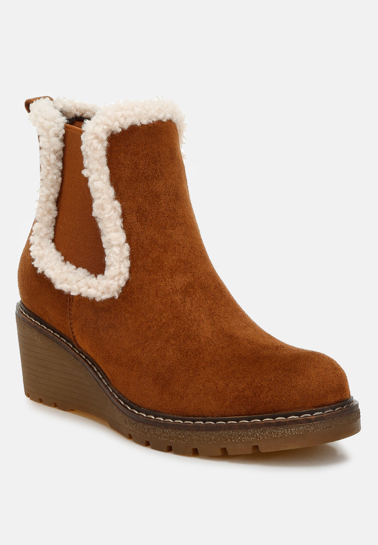 faux fur lined chelsea boots by ruw#color_tan