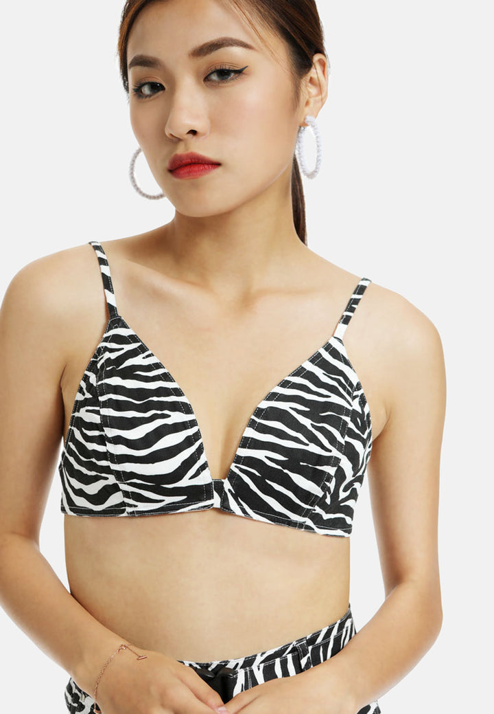 zebra print bralette#color_black