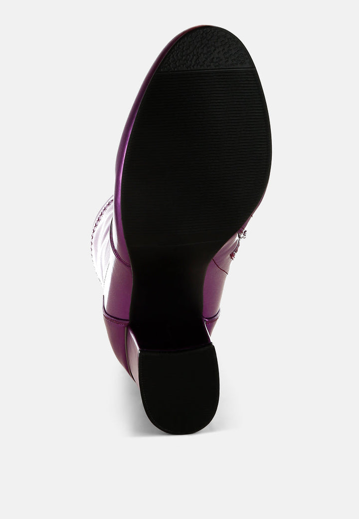 metallic pleather sock boots by ruw#color_purple
