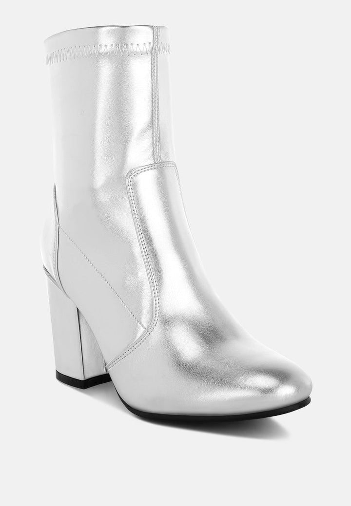 metallic pleather sock boots by ruw#color_silver