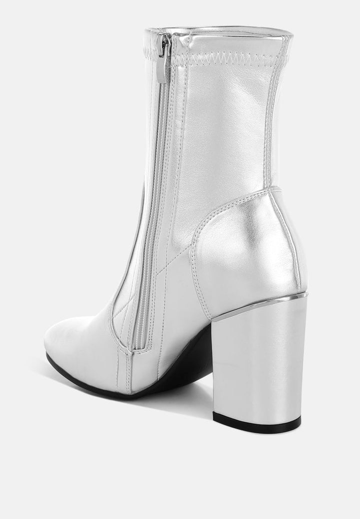metallic pleather sock boots by ruw#color_silver