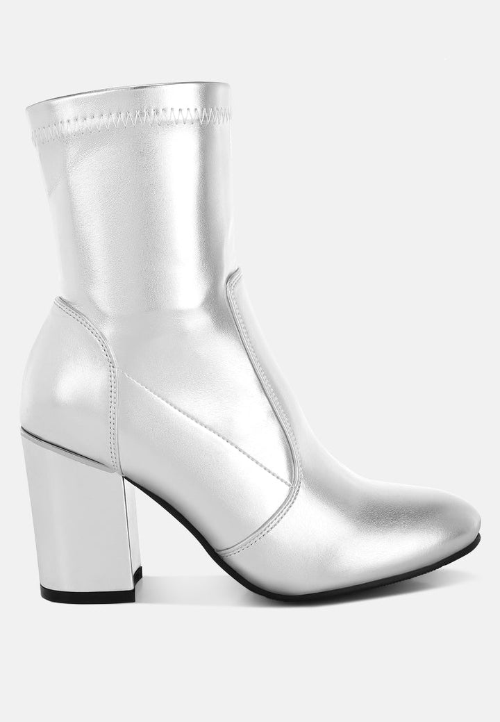 metallic pleather sock boots by ruw#color_silver