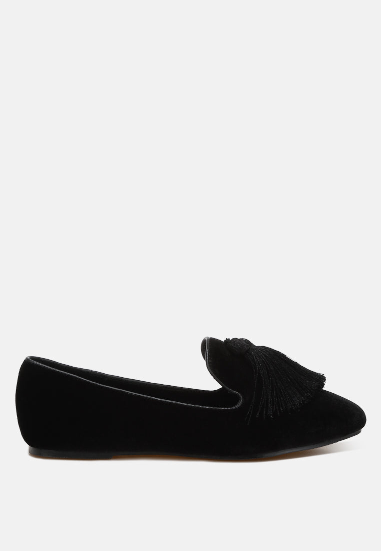 iconic tassel detail velvet loafers by ruw#color_black