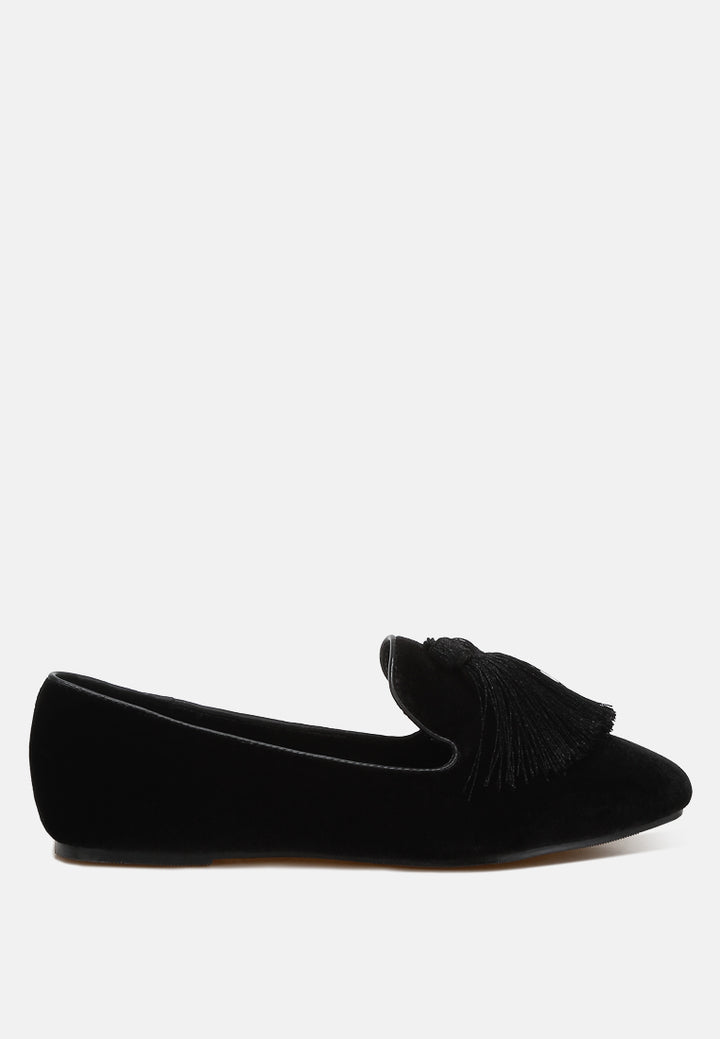 iconic tassel detail velvet loafers by ruw#color_black