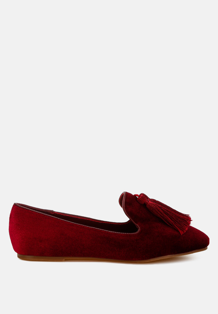 iconic tassel detail velvet loafers by ruw#color_burgundy