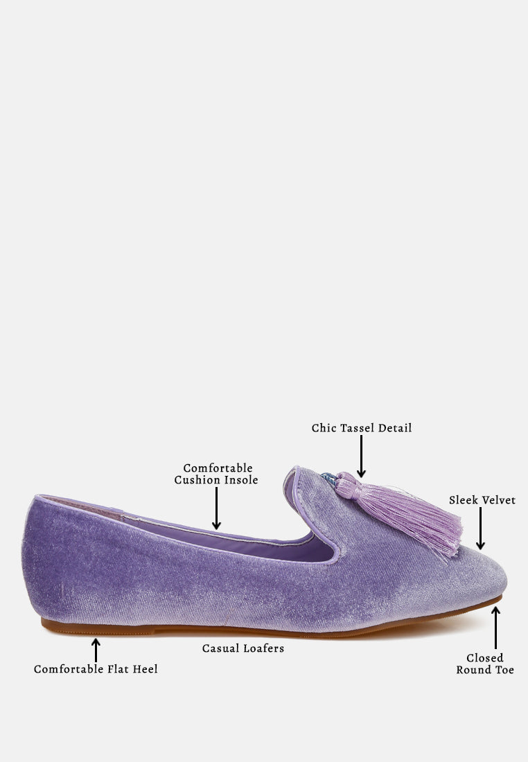 iconic tassel detail velvet loafers by ruw#color_lilac