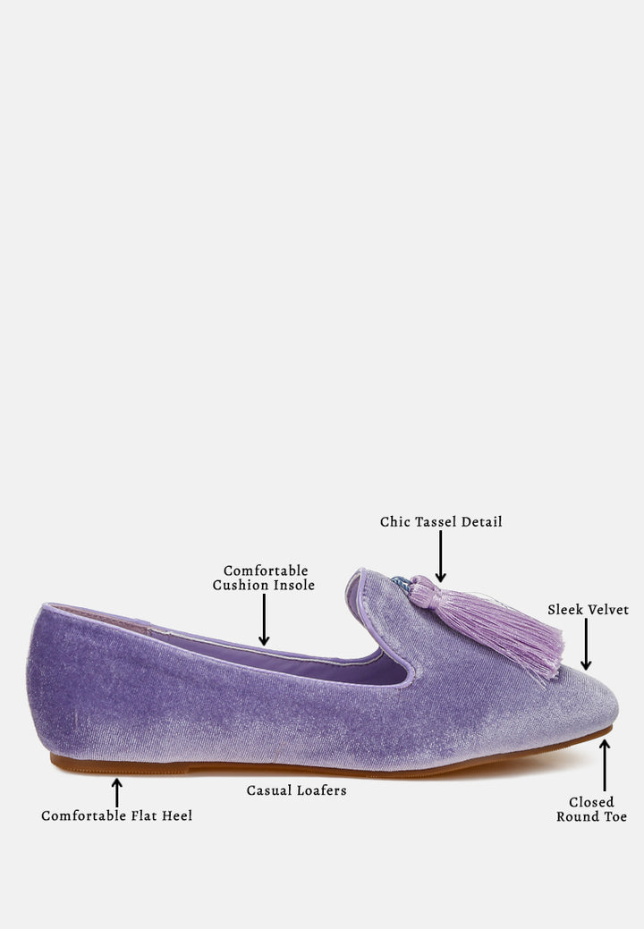 iconic tassel detail velvet loafers by ruw#color_lilac