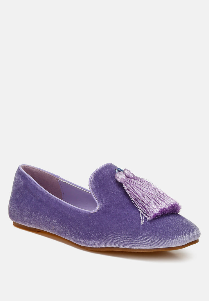 iconic tassel detail velvet loafers by ruw#color_lilac