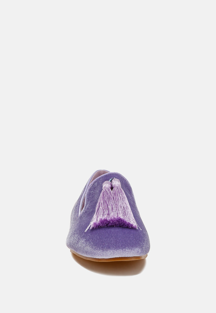 iconic tassel detail velvet loafers by ruw#color_lilac