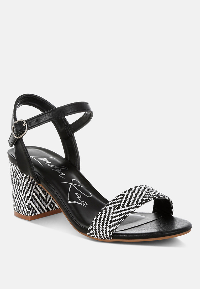 raffia pin buckle block heels by mode#color_black