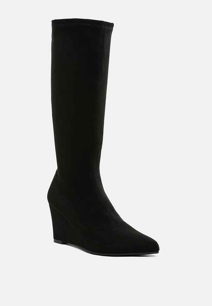 microfiber wedge heel boots by ruw#color_black