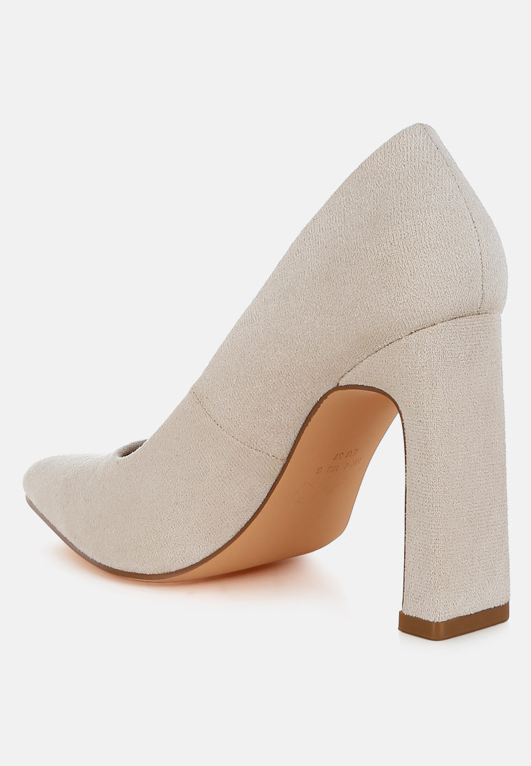 slim block heel pumps by ruw#color_beige
