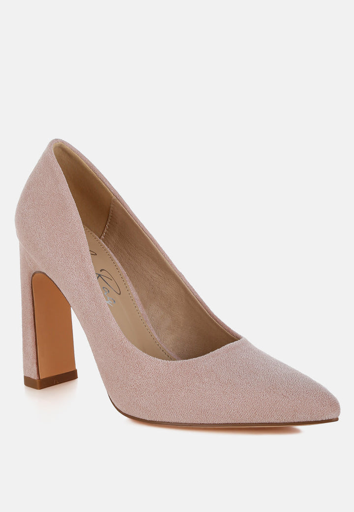 slim block heel pumps by ruw#color_pink