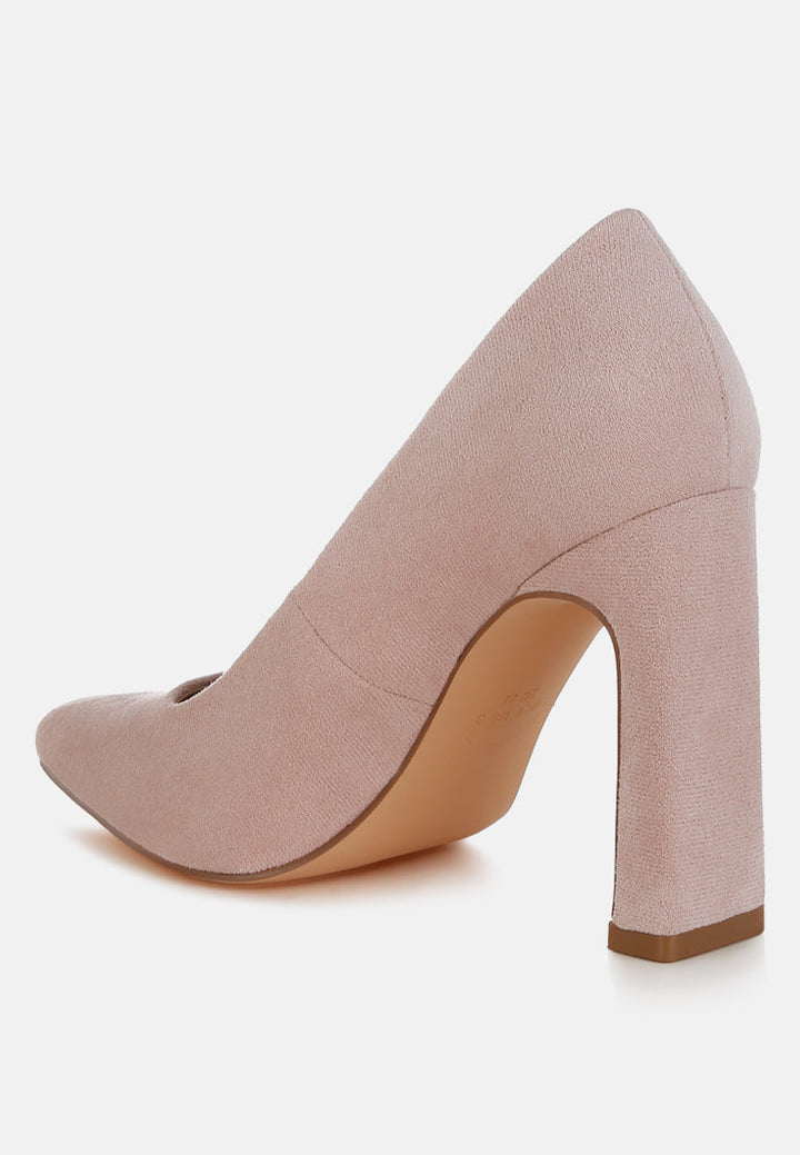 slim block heel pumps by ruw#color_pink