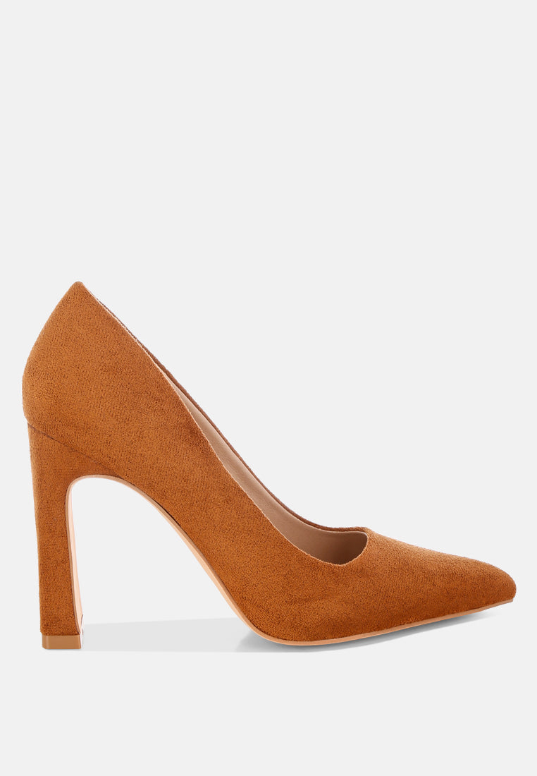 uboa slim block heel pumps#color_tan