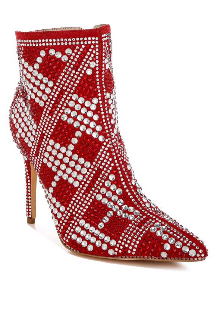 rhinestones studded stiletto heel boots by ruw#color_red