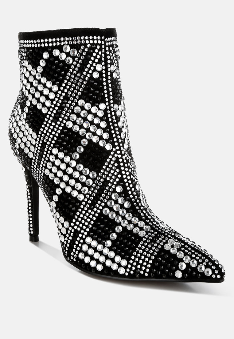 rhinestones studded stiletto heel boots by ruw#color_black