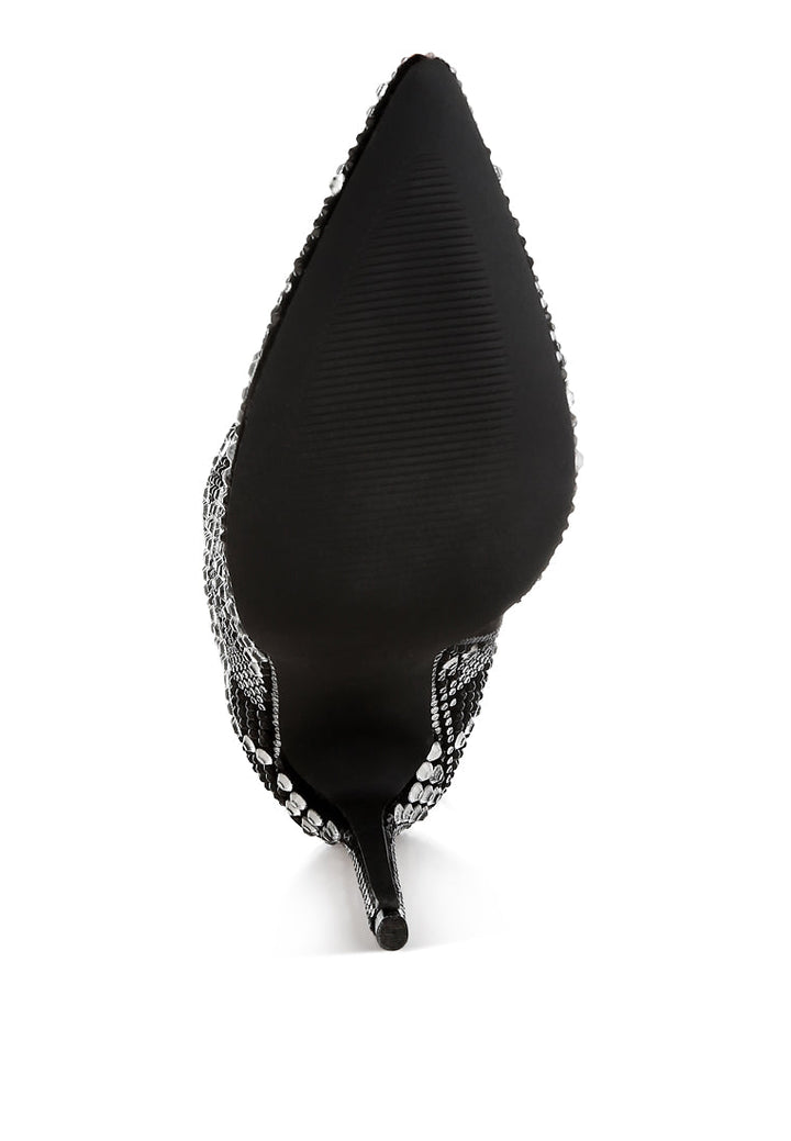 rhinestones studded stiletto heel boots by ruw#color_black