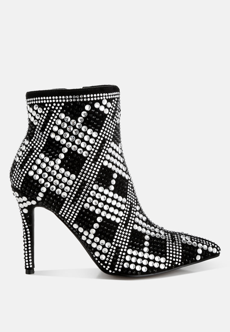rhinestones studded stiletto heel boots by ruw#color_black