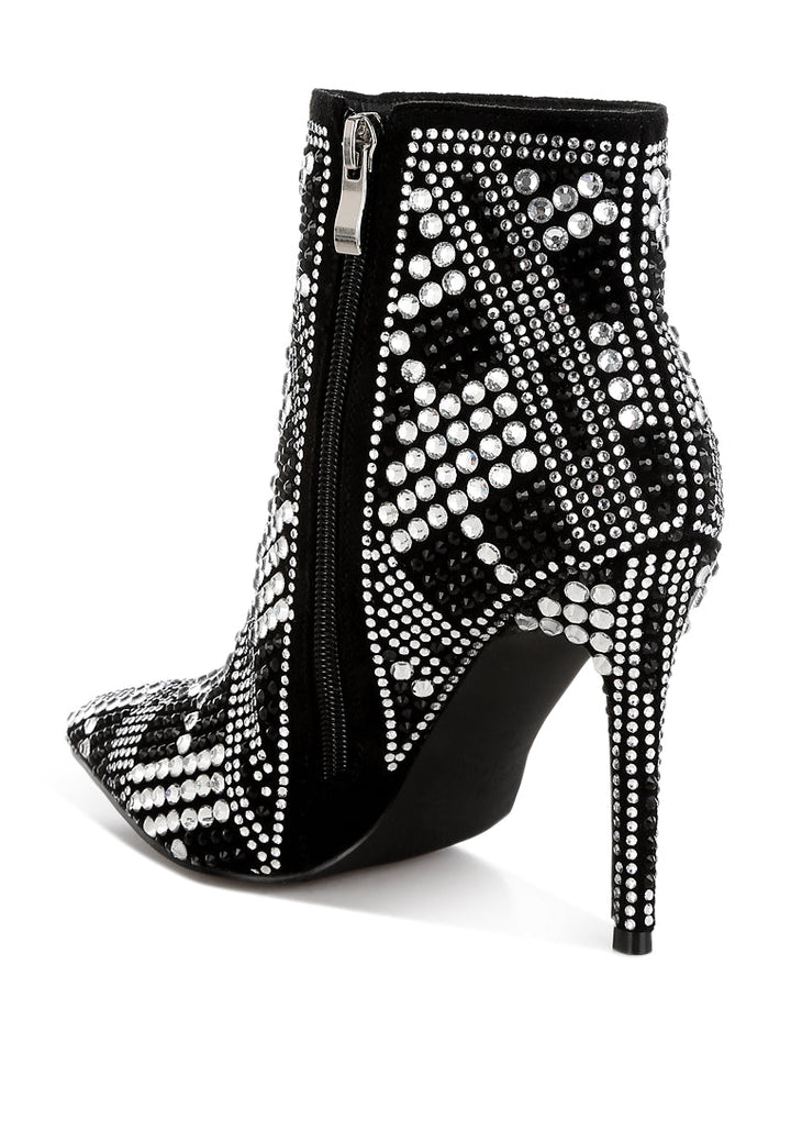 rhinestones studded stiletto heel boots by ruw#color_black