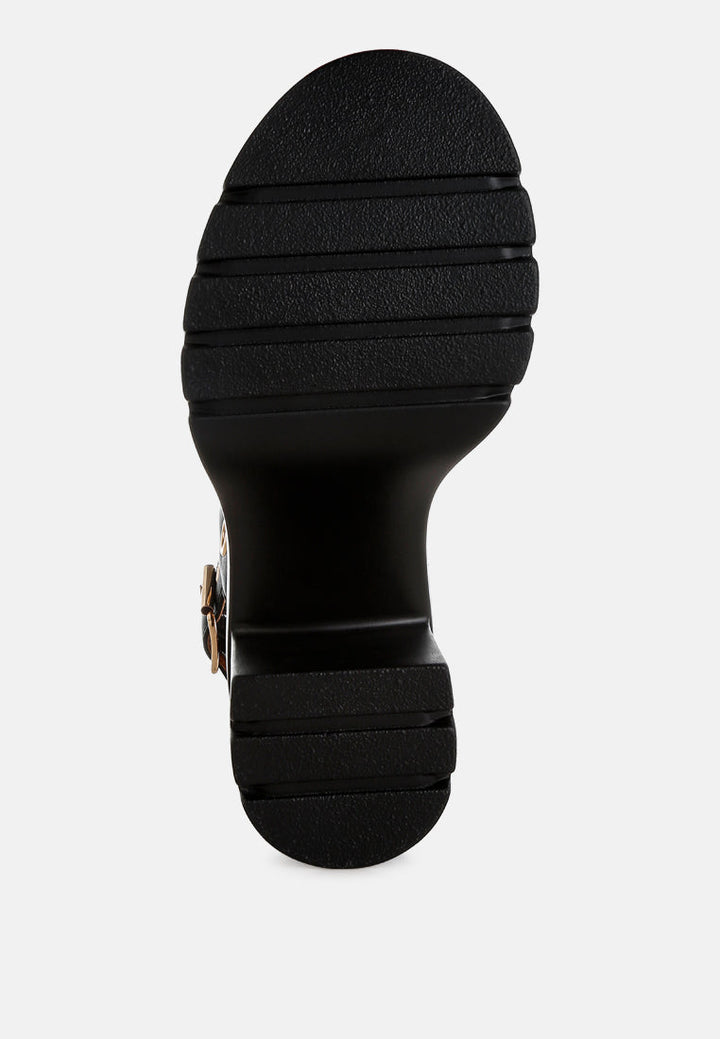 eyelet detail platform heel sandals by mode#color_black