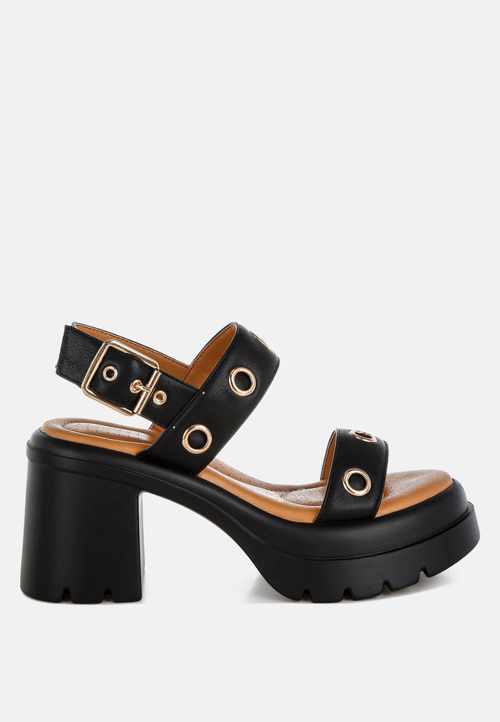 eyelet detail platform heel sandals by mode#color_black