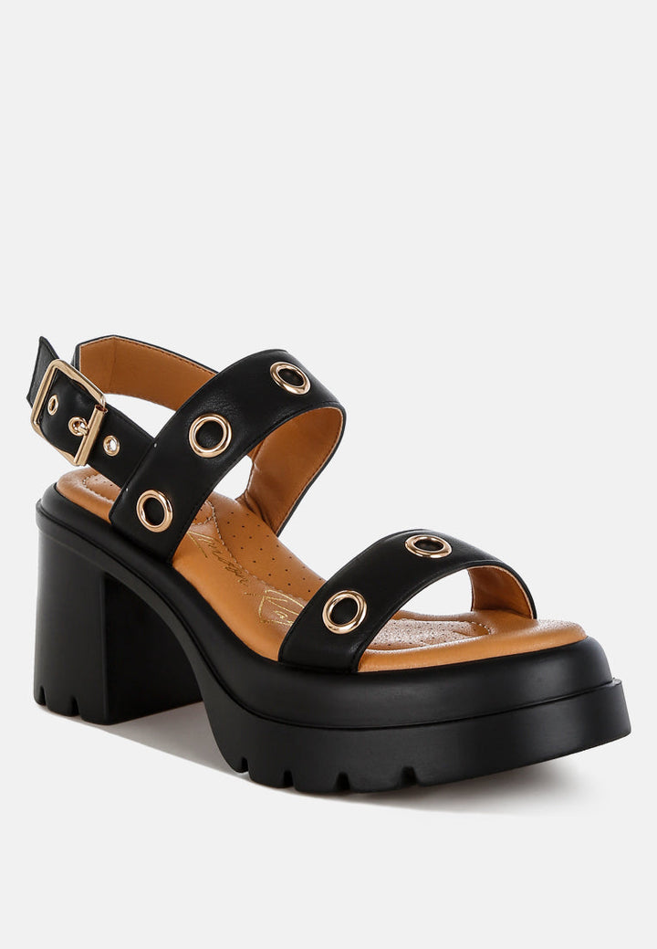 eyelet detail platform heel sandals by mode#color_black