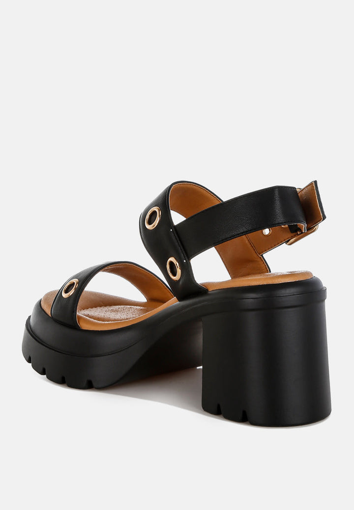 eyelet detail platform heel sandals by mode#color_black