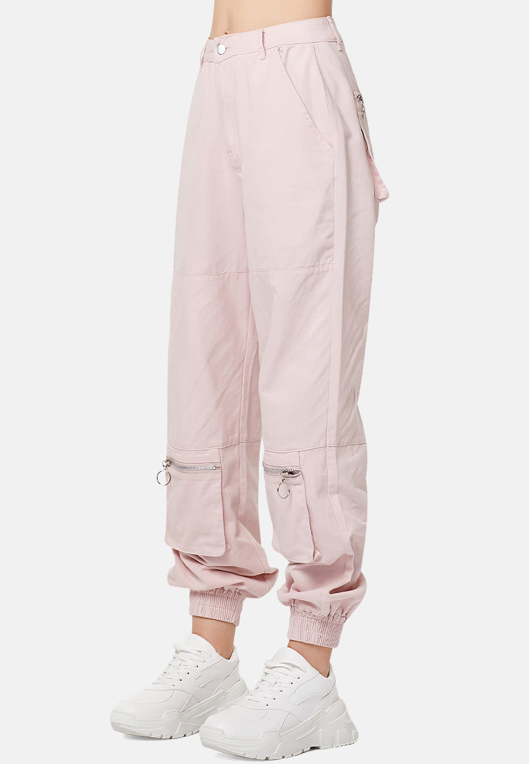 utility cargo trousers#color_pink