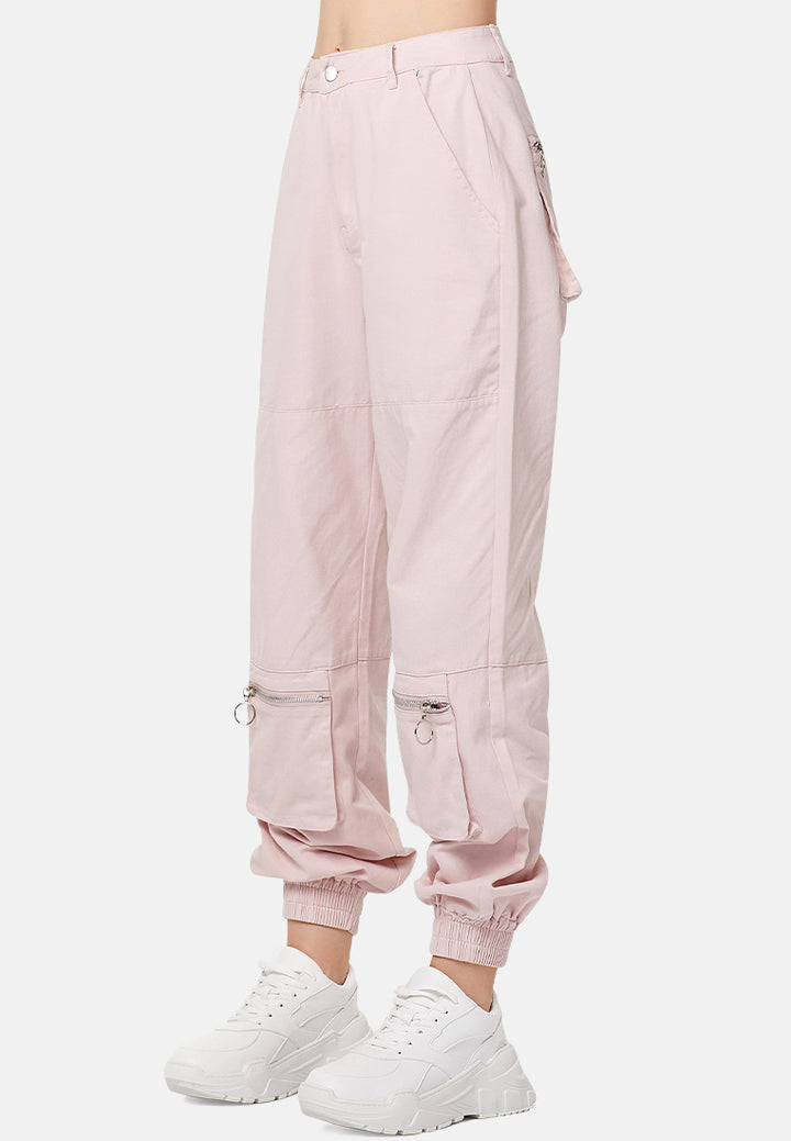 utility cargo trousers#color_pink