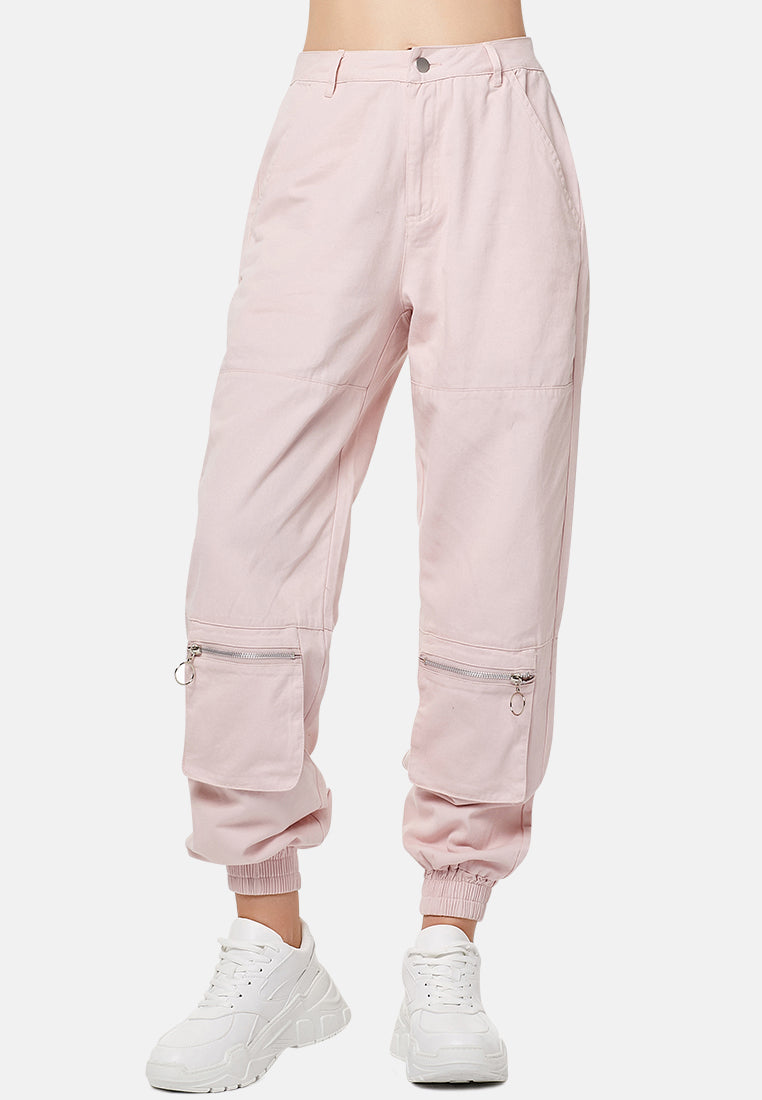 utility cargo trousers#color_pink