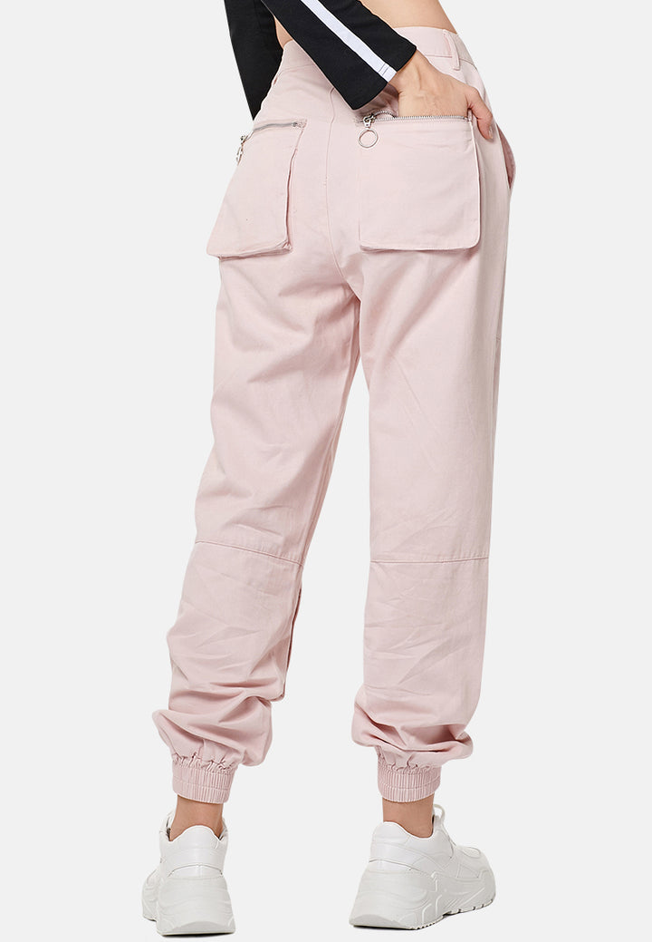 utility cargo trousers#color_pink