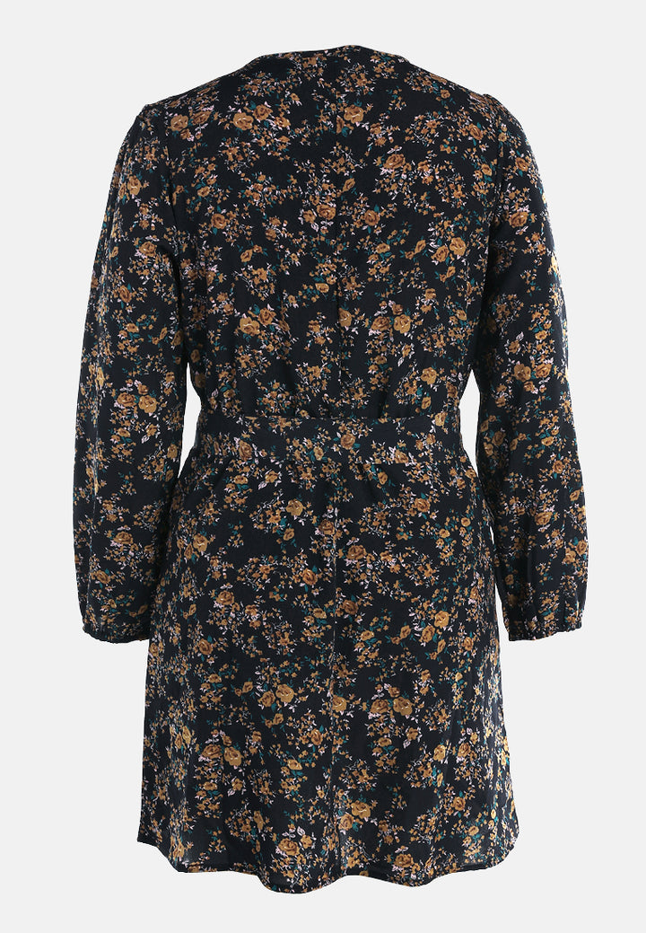 floral belted mini dress by ruw#color_navy