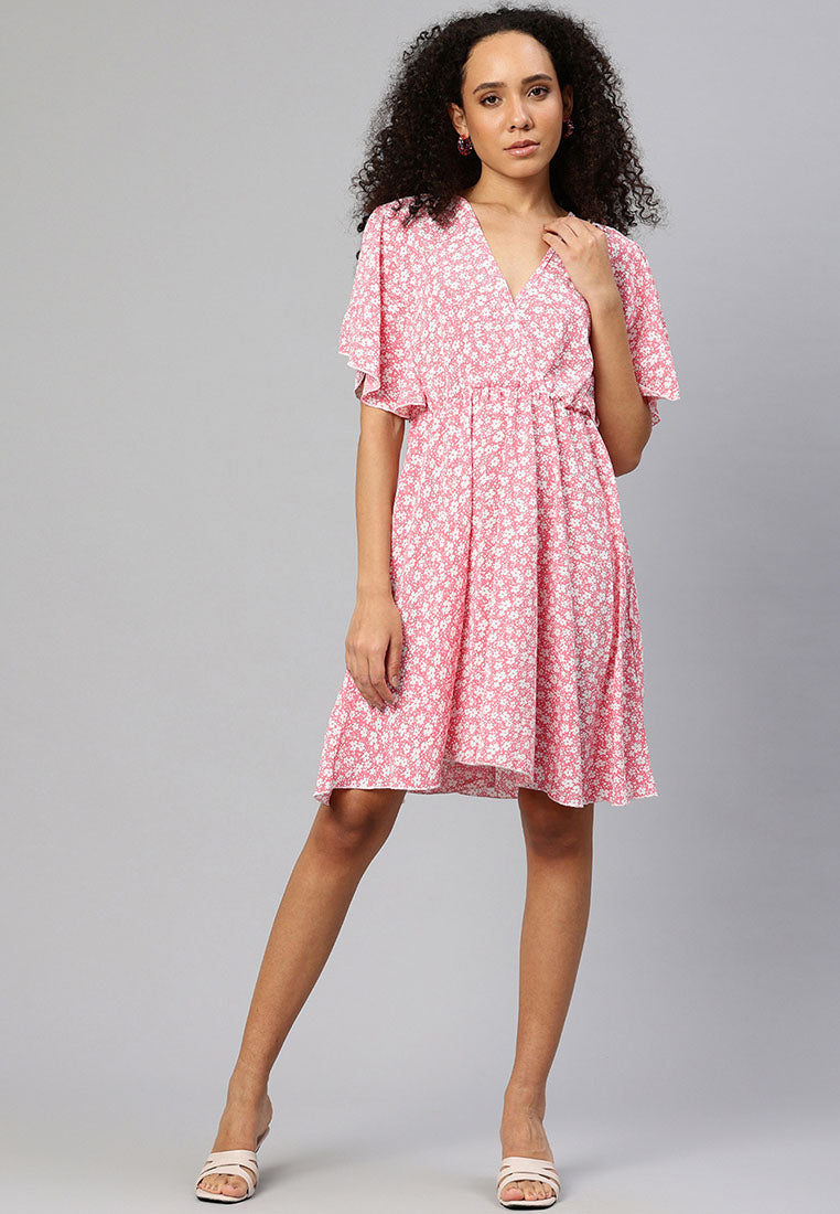 v-neck foral midi dress by ruw#color_pink