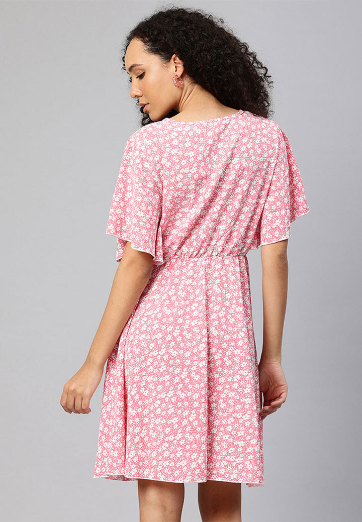 v-neck foral midi dress by ruw#color_pink