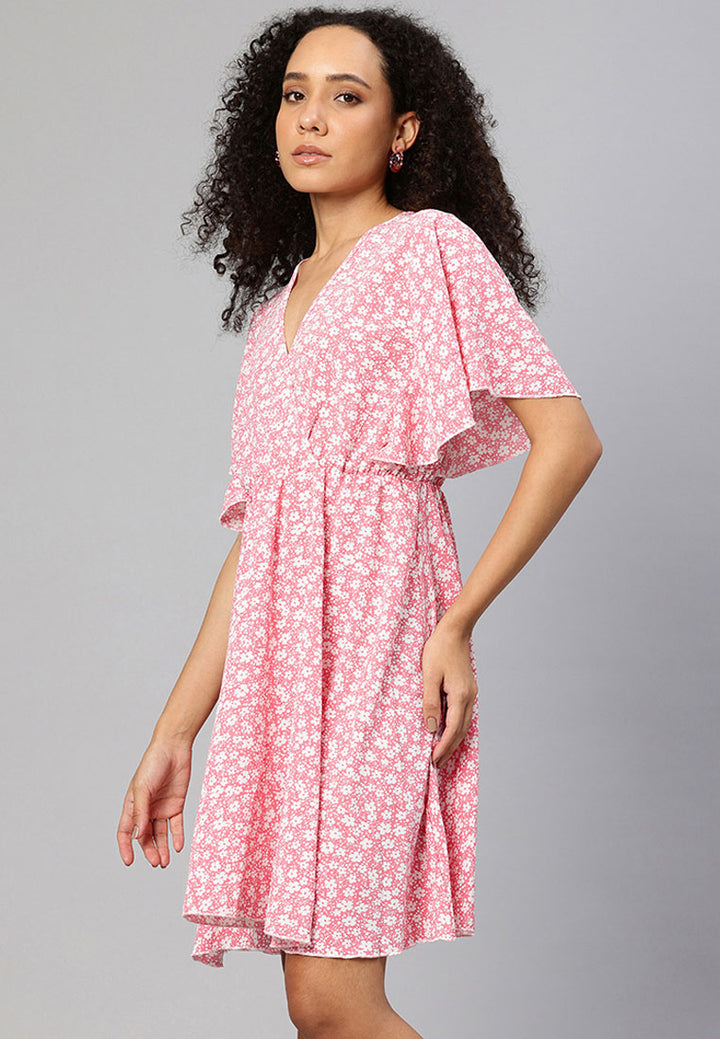 v-neck foral midi dress by ruw#color_pink